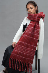 Fringe Plaid Thermal Scarf OutfitFlow